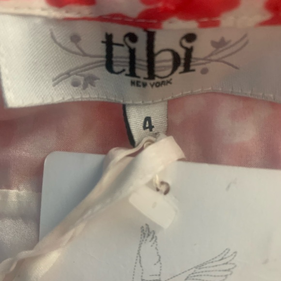 VTG Y2K Tibi 100% Silk Babydoll Coral Print Halter Top NWT Size 4 - Picture 7 of 9